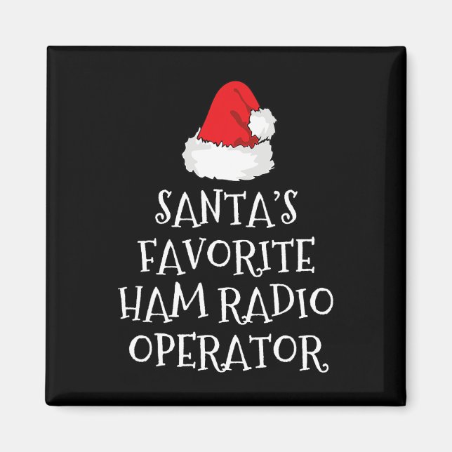 Santa's Favourite Ham Radio Operator Christmas Hat Magnet (Front)