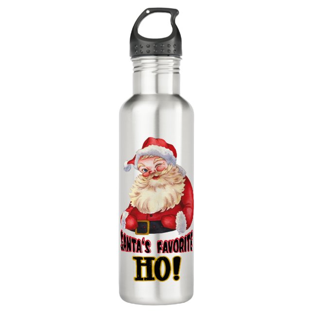 Santa's Favourite Ho 710 Ml Water Bottle (Front)