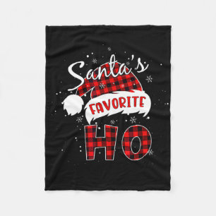 Santa's Favourite Ho Christmas Red Plaid Buffalo P Fleece Blanket