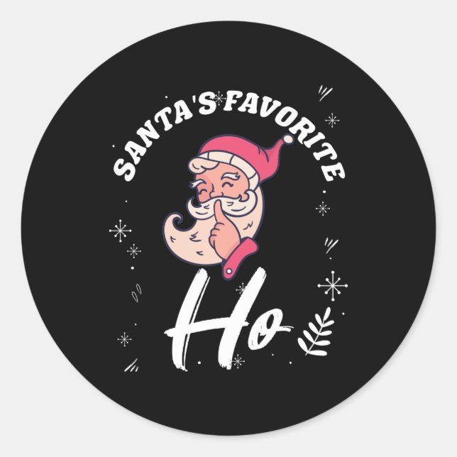 Santas Favourite Ho Christmas Xmas Winter Advent Classic Round Sticker (Front)