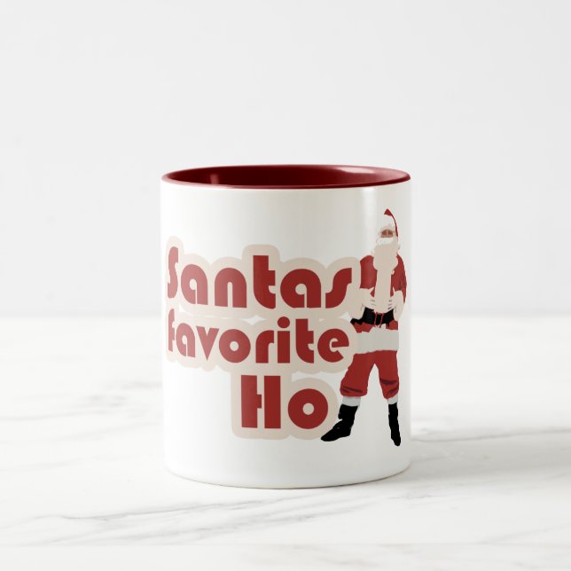 Santas Favourite Ho Funny Christmas Two-Tone Coffee Mug (Center)