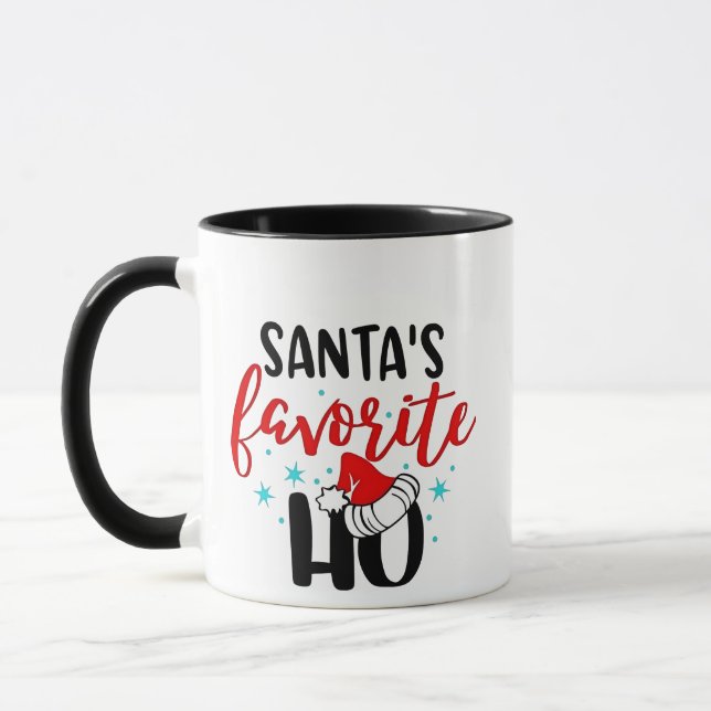 Santa's Favourite Ho Funny Christmas Xmas Mug (Left)