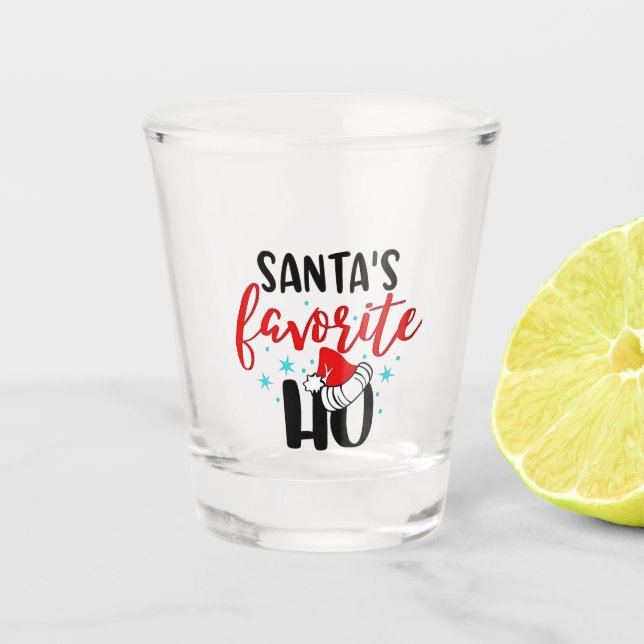 Santa's Favourite Ho Funny Christmas Xmas Shot Glass (Front)