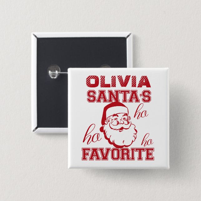 Santa's Favourite Ho Ho Ho Cute Funny Christmas 15 Cm Square Badge (Front & Back)