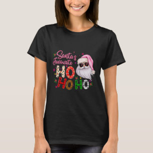 Santa's Favourite Ho Ho Ho Santa Claus Pink Christ T-Shirt