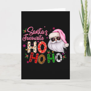 Santas Favourite Ho Ho Ho Santa Claus Pink Christm Card