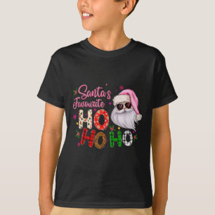 Santas Favourite Ho Ho Ho Santa Claus Pink Christm T-Shirt