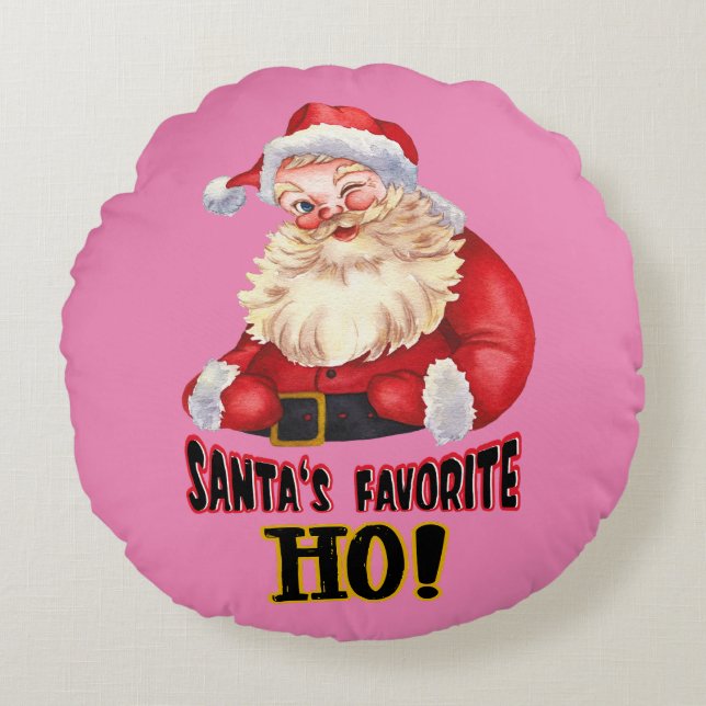 Santa's Favourite Ho Round Cushion (Front)