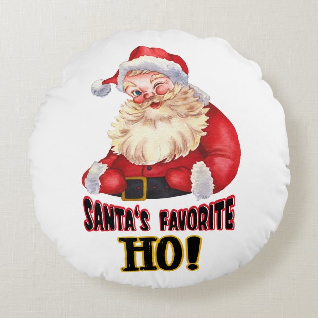 Santa's Favourite Ho Round Cushion (Front)