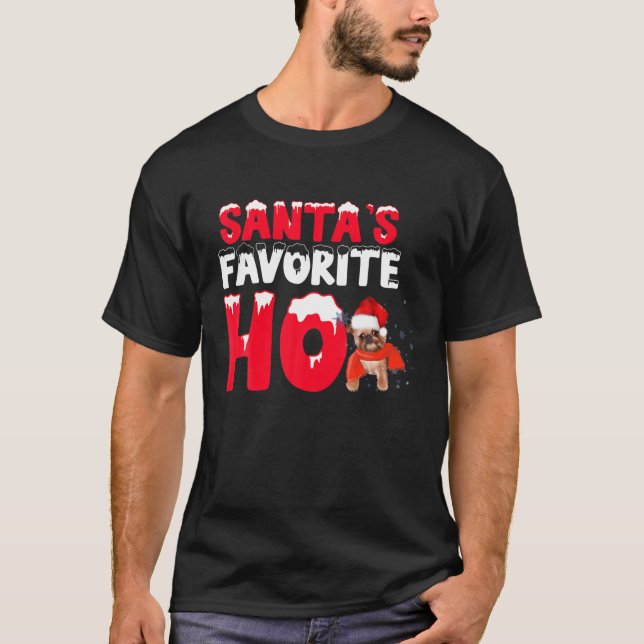 Santas Favourite Ho Santa Brussels Griffon Dog Gif T-Shirt (Front)