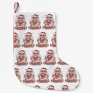 Santa's Favourite Ho Skeleton Snarky Christmas Small Christmas Stocking
