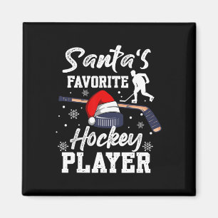 Santa's Favourite Hockey Player Christmas Pajama H Magnet