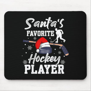 Santa's Favourite Hockey Player Christmas Pajama H Mouse Pad