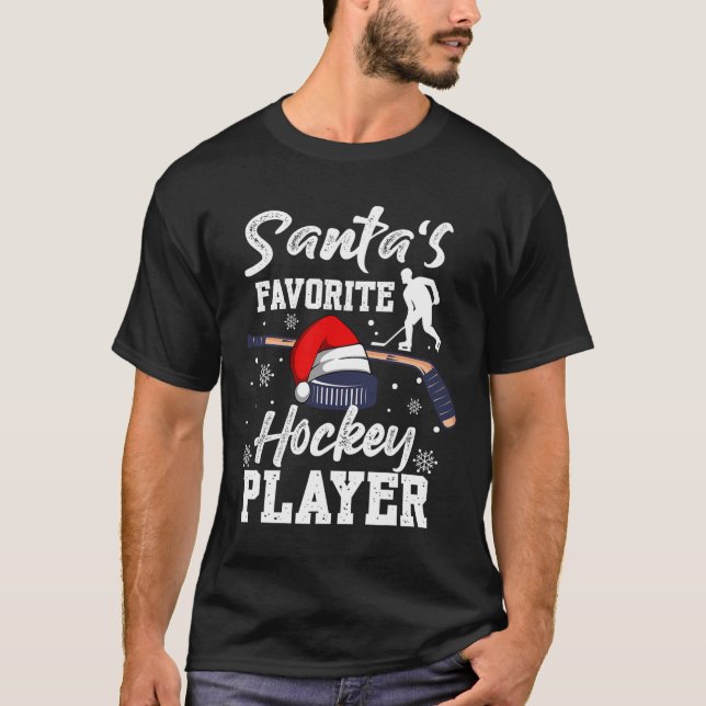 Santa's Favourite Hockey Player Christmas Pajama H T-Shirt (Front)