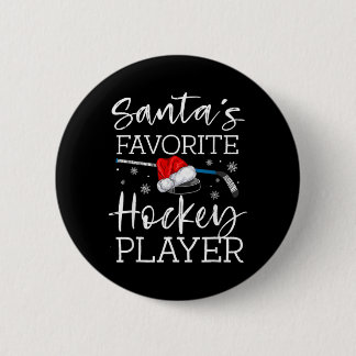 Santas Favourite Hockey Player Funny Pajama 6 Cm Round Badge