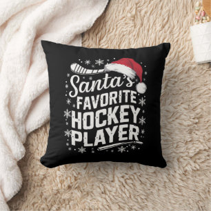 Santa's Favourite Hockey Player Pajama Christmas  Cushion