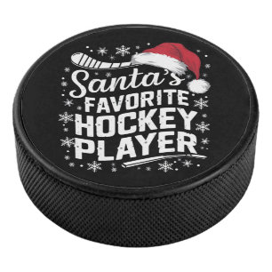 Santa's Favourite Hockey Player Pajama Christmas  Hockey Puck