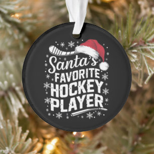 Santa's Favourite Hockey Player Pajama Christmas  Ornament