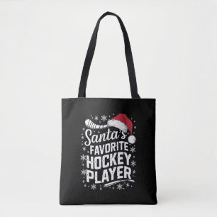 Santa's Favourite Hockey Player Pajama Christmas Tote Bag