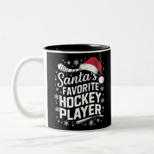 Santa's Favourite Hockey Player Pajama Christmas Two-Tone Coffee Mug