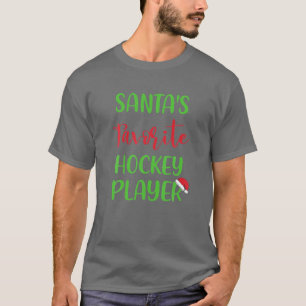 Santa's Favourite Hockey Player Pajama Christmas X T-Shirt