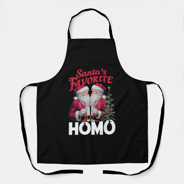 Santas Favourite Homo Gay Christmas LGBTQ Pride  Apron (Front)