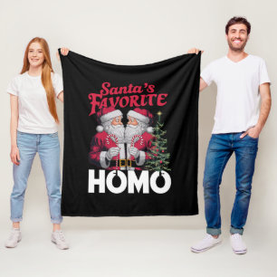 Santas Favourite Homo Gay Christmas LGBTQ Pride Fleece Blanket