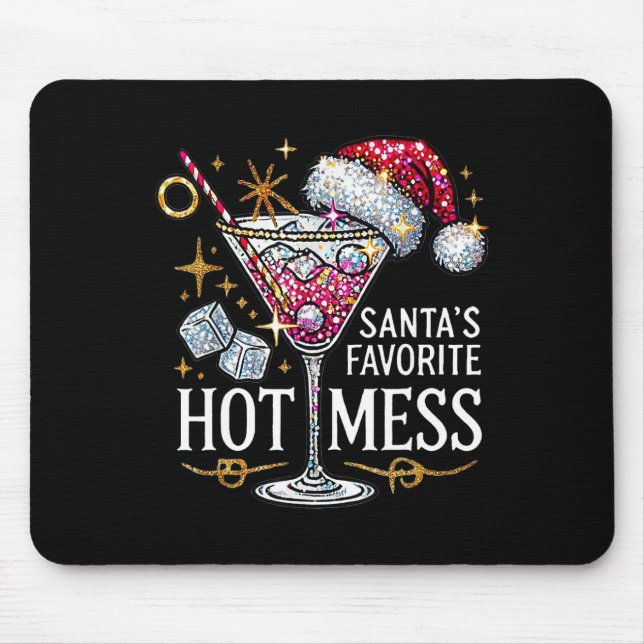 Santa's Favourite Hot Mess Christmas Holiday Marga Mouse Pad (Front)