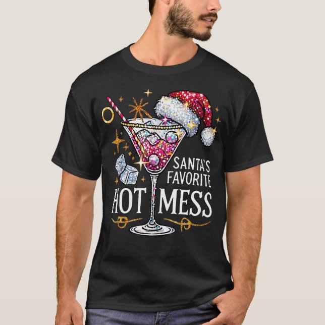 Santa'S Favourite Hot Mess Christmas Holiday Marga T-Shirt (Front)