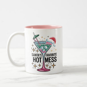 Santa's Favourite Hot Mess Vintage Ugly Christmas Two-Tone Coffee Mug