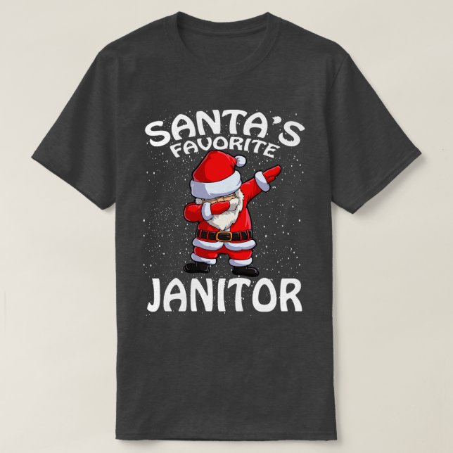 Santas Favourite Janitor Christmas T-Shirt (Design Front)