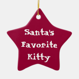 Santas Favourite Kitty Orna Ceramic Tree Decoration
