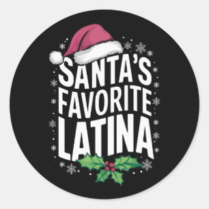 Santa's Favourite Latina Christmas Ugly Xmas Classic Round Sticker