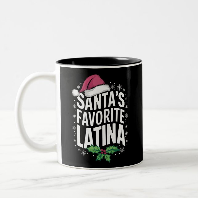 Santa's Favourite Latina Christmas Ugly Xmas Two-Tone Coffee Mug (Left)