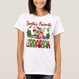 Santa's Favourite Librarian Book Lover Christmas P T-Shirt