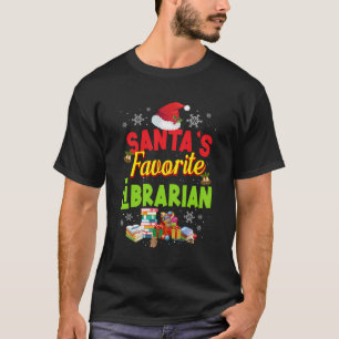 Santa'S Favourite Librarian Funny Merry Christmas  T-Shirt