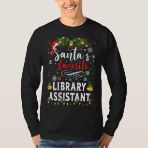 Santa's Favourite Library Assistant Santa Hat Chri T-Shirt