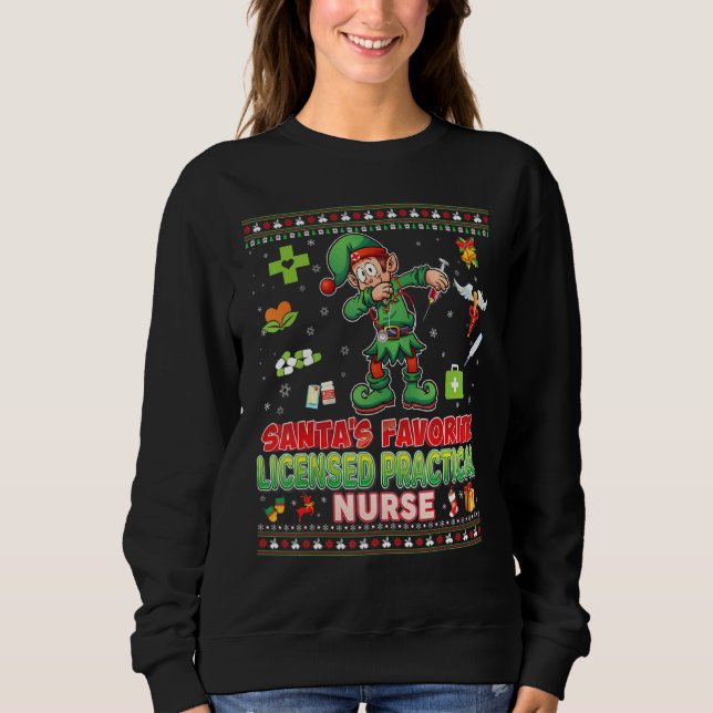 Santa's Favourite Licensed Practical Nurse Dabbing Sweatshirt (Front)