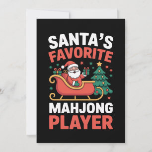 Santas Favourite Mahjong Player Christmas Sleigh Invitation