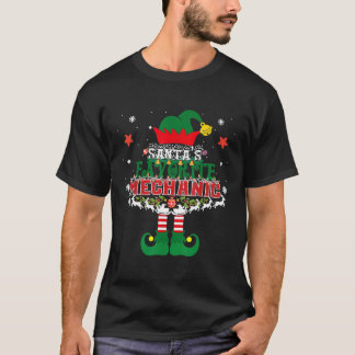 Santas Favourite Mechanic Elf Christmas Tree Xmas T-Shirt