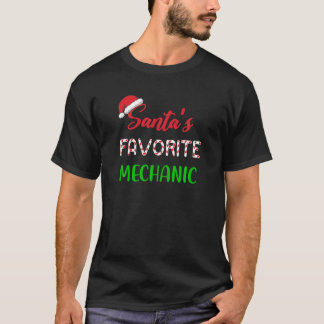 Santas Favourite Mechanic Gift Funny Chritsmas Paj T-Shirt
