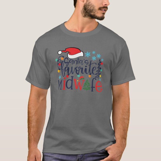 Santa's Favourite Midwife Merry Christmas Midwife  T-Shirt (Front)