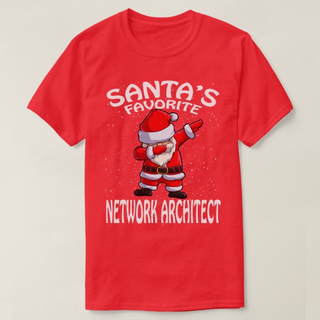 Santas Favourite Network Architect Christmas T-Shirt (Design Front)
