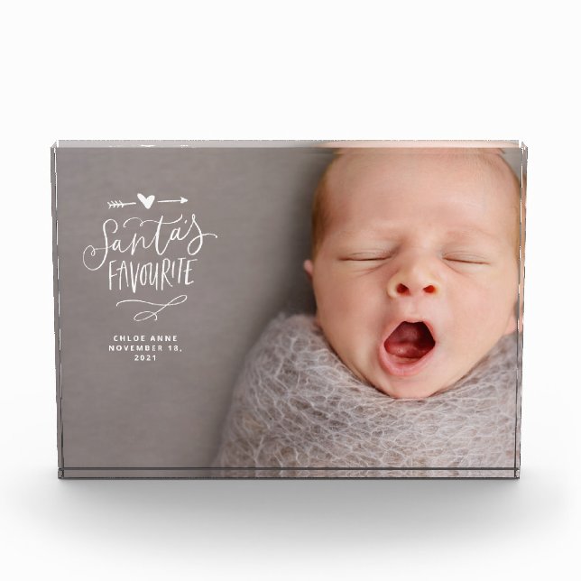 Santas Favourite New Baby Birth Annoucement Photo Block (Front)