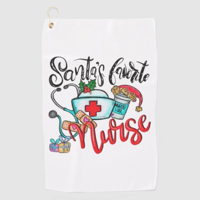 santas favourite nurse  1 golf towel (Front)
