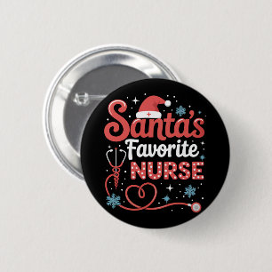 Santa's Favourite Nurse Christmas  6 Cm Round Badge