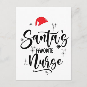Santa's Favourite Nurse Christmas Announcement Postcard