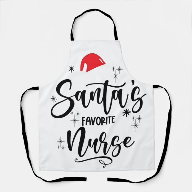 Santa's Favourite Nurse Christmas  Apron (Front)