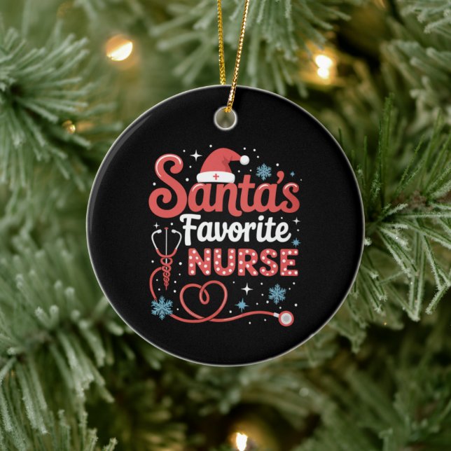 Santa's Favourite Nurse Christmas  Ceramic Tree Decoration (Tree)