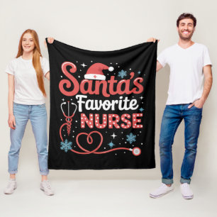Santa's Favourite Nurse Christmas Fleece Blanket